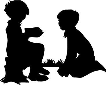 Children Sitting Silhouette